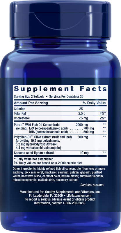 Super Omega-3 EPA/DHA Fish Oil, Sesame Lignans & Olive Extract