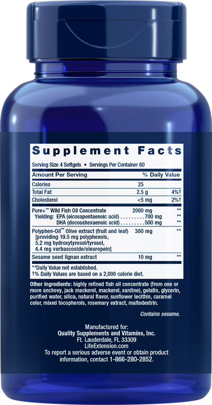 Super Omega-3 EPA/DHA Fish Oil, Sesame Lignans & Olive Extract
